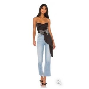 Tops For Love & Lemons / Revolve La Vie Satin Strapless Bustier Top In Noir
